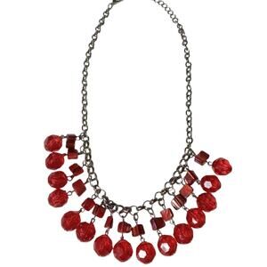 Orange Beaded Bib Necklace Spring Summer Fashion Jewelry Egyptian Style 10" VTG